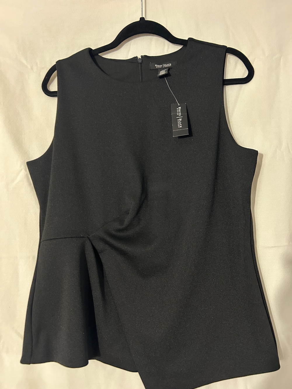 White House Black Market Black Sleeveless Twist-Peplum Top